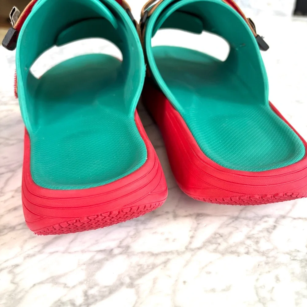 Suicoke Urich Slide Sandals Rubber Platform Adjustable Green Red Womens Size 11 - Picture 6 of 9